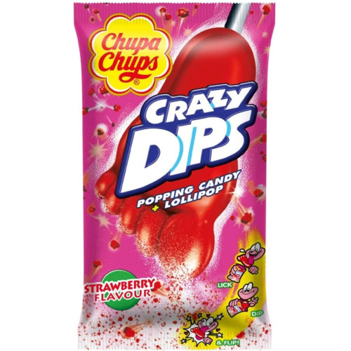 Chupa Chups Crazy Dips ledene uz kociņa ar zemeņu garšu 14g | Multum