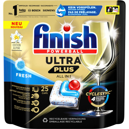 FINISH Ultra Plus Fresh All in 1 trauku mazgāšanas kapsulas 25gab | Multum