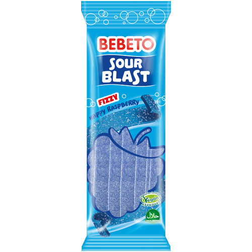 BEBETO Sour Blast Fizzy Raspberry želejas konfektes 180g | Multum