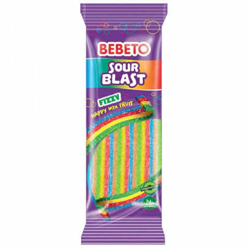 BEBETO Sour Blast Fizzy Mix Fruit želejas konfektes 180g | Multum