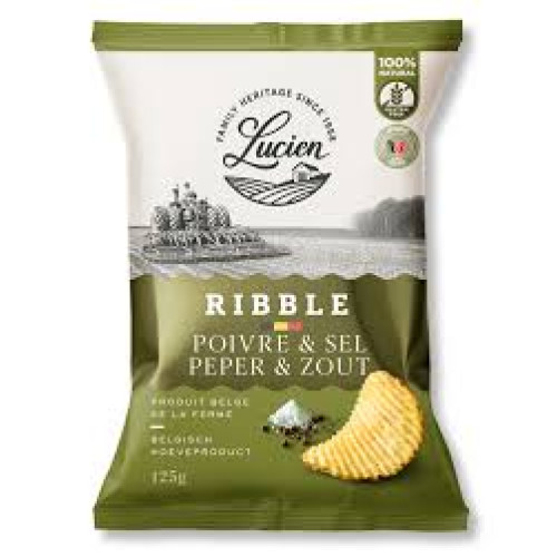 Lucien Ribble kartupeļu čipsi, rievoti ar pipariem un sāli 125g | Multum