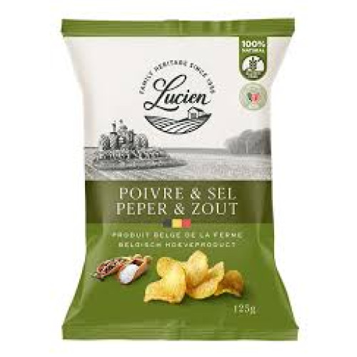 Lucien Classic kartupeļu čipsi ar pipariem un sāli 125g | Multum