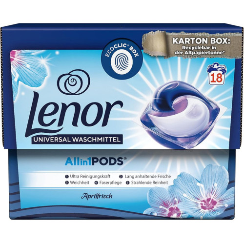 LENOR Universal 3in1 Aprilfrisch veļas mazgāšanas kapsulas 18gab | Multum