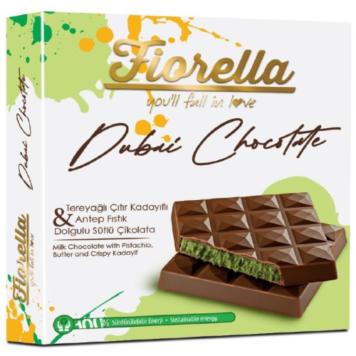 FIORELLA Dubai Chocolate piena šokolāde ar pistāciju, sviesta un Kadayif pildījumu 60g | Multum