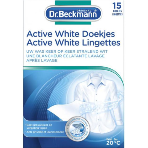 DR. BECKMANN Active-White veļas balināšanas salvetes 15gab | Multum