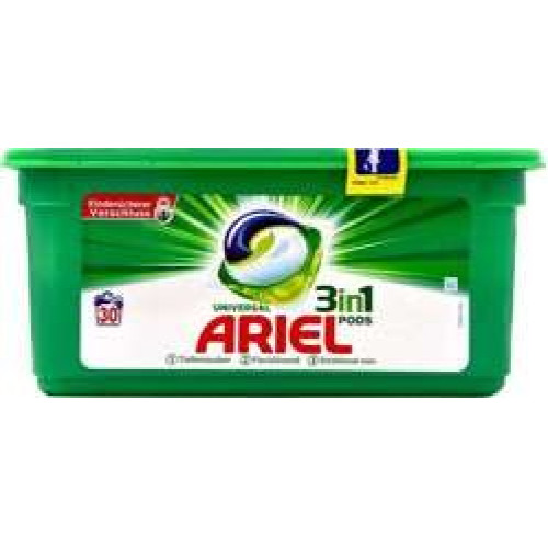 Ariel 3in1 veļas mazgājamās kapsulas 30gab - Universālās | Multum