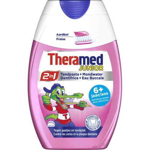 THERAMED 2in1 Junior zobu pasta ar zemeņu garšu (no 6+ gadiem) 75ml | Multum