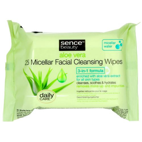 Sence™ beauty micelārās sejas tīrīšanas salvetes ar alveju x25 | Multum