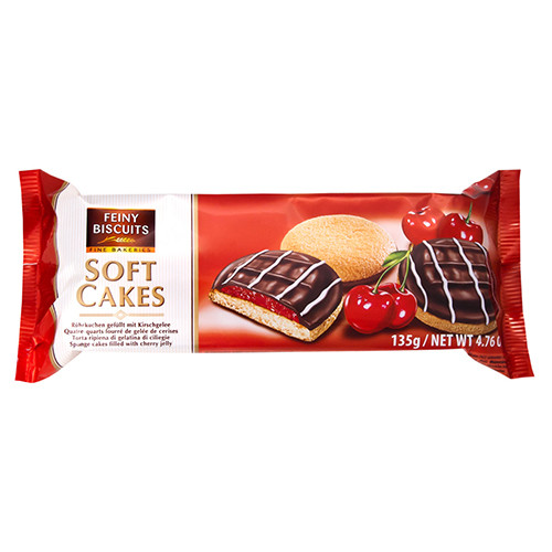 Feiny Biscuits Soft Cakes Cherry cepumi ar ķiršu pildījumu 135g | Multum