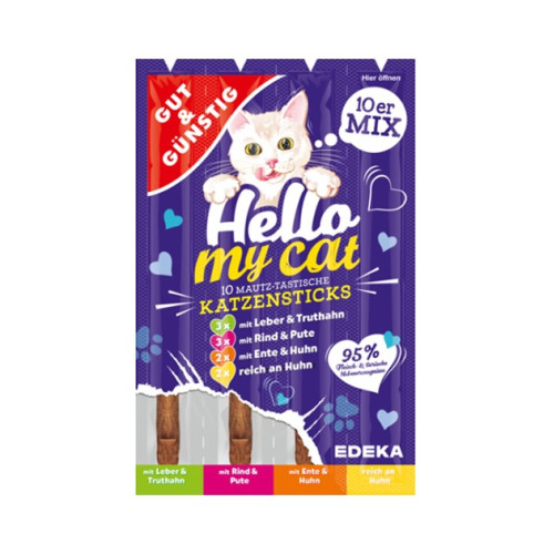 G&G Hello My Cat gardumi kaķiem ar četriem dažādiem garšu veidiem x10 50g | Multum