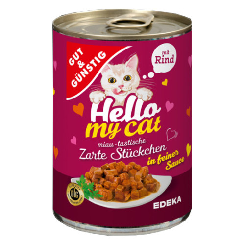 G&G Hello My Cat Huhn konservi kaķiem ar liellopa gaļu 415g | Multum