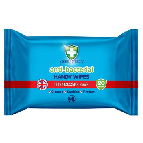 Green Shield Anti-Bacterial antibakteriālas salvetes rokām x20 | Multum