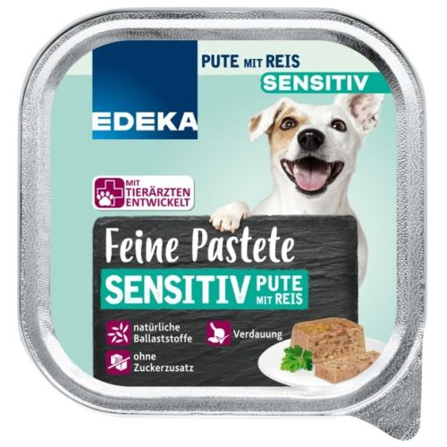 Edeka Feine Sensitiv Pastēte suņiem ar tītaru un rīsiem 150g | Multum