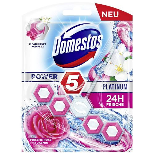 Domestos Platinum WC skalošanas bloks ar rožu un jasmīnu aromātu 55g | Multum
