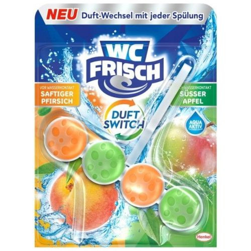 WC Frisch Pfrische&Apfel tualetes skalošanas bloks ar persiku un ābolu aromātu 50g | Multum