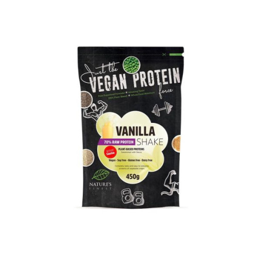 Nature's finest Vanilla 70% Protein Shake- sweetened with Stevia. Izcilas garšas, dabisks, čia, zirņu, rīsu un kvinojas proteīnu kokteilis ar vaniļu, saldināts ar stēviju. 450g | Multum