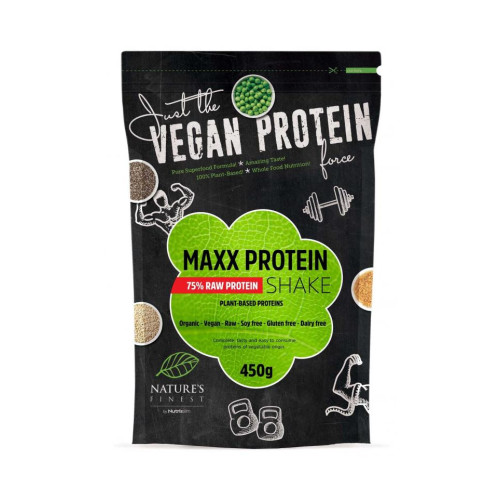 Nature's finest BIO Maxx 75% Raw Protein Shake. Izcilas garšas, dabisks, čia, zirņu, rīsu un kvinojas proteīnu kokteilis, bagātināts ar bioloģisku T.T. formulu. 450g | Multum