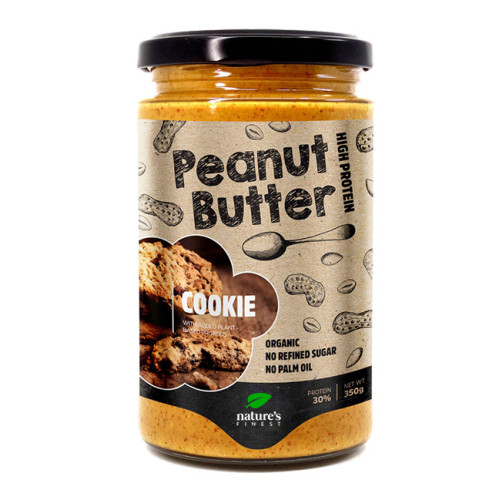 Nature's finest BIO Cookie Peanut butter. BIO zemesriekstu sviests ar griķu kraukšķiem un čia, zirņu, rīsu, kaņepju, un kvinojas proteīnu. 350g | Multum