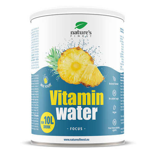 Nature's finest VITAMIN WATER - FOCUS. Pulveris vitamīnu ūdens pagatavošanai, ar magniju, B grupas vitamīniem un kalciju. 200g | Multum