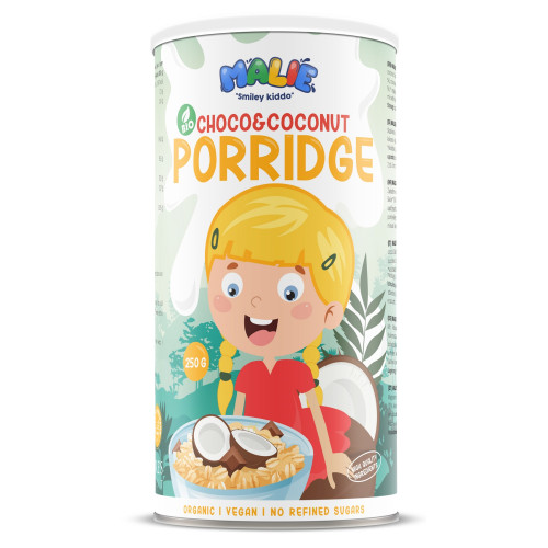 Nature's finest MALIE BIO auzu pārslu putra ar šokolādi un kokosriekstiem biezputra bērniem 250g | Multum