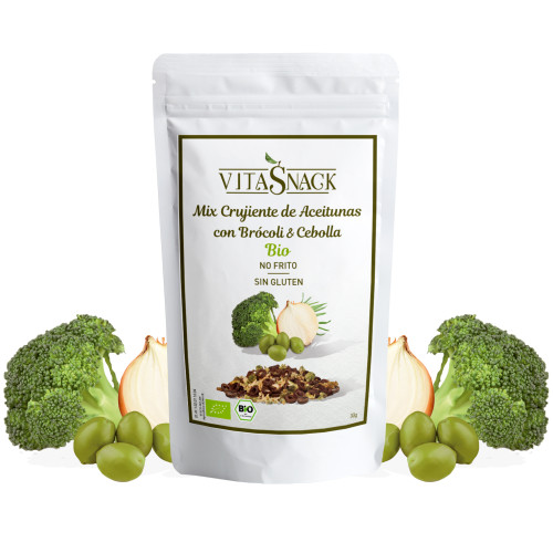 Vitasnack raw kaltētu BIO olīvu, brokoļu un sīpolu uzkoda - bezglutēna 30g | Multum