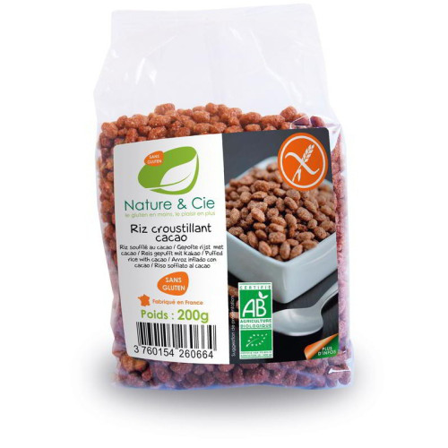 Nature&Cie bezglutēna BIO uzpūstas rīsu pārslas ar šokolādi, 200g | Multum