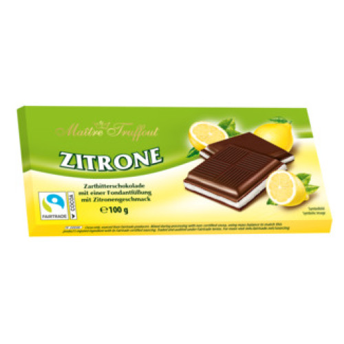 Maitre Truffout tumšā šokolāde ar citrona krēma pildījumu 100g | Multum