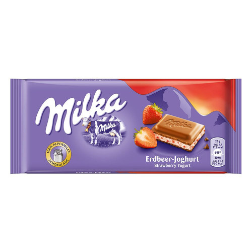 Milka Strawberry piena šokolāde ar zemeņu pildījumu 100g | Multum