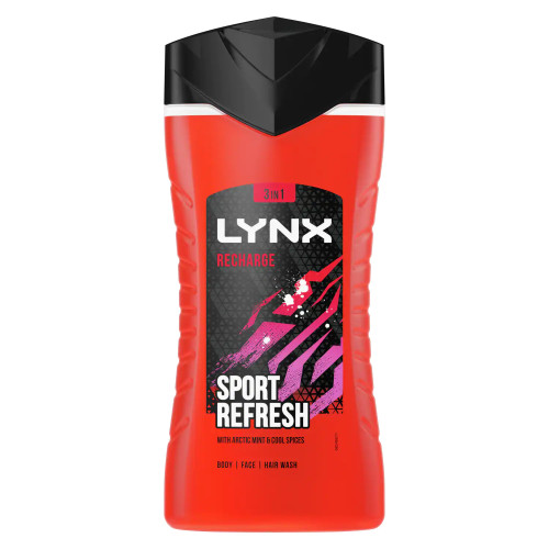 Lynx Recharge 3in1 Body Sport Refresh dušas želeja un šampūns 225ml | Multum