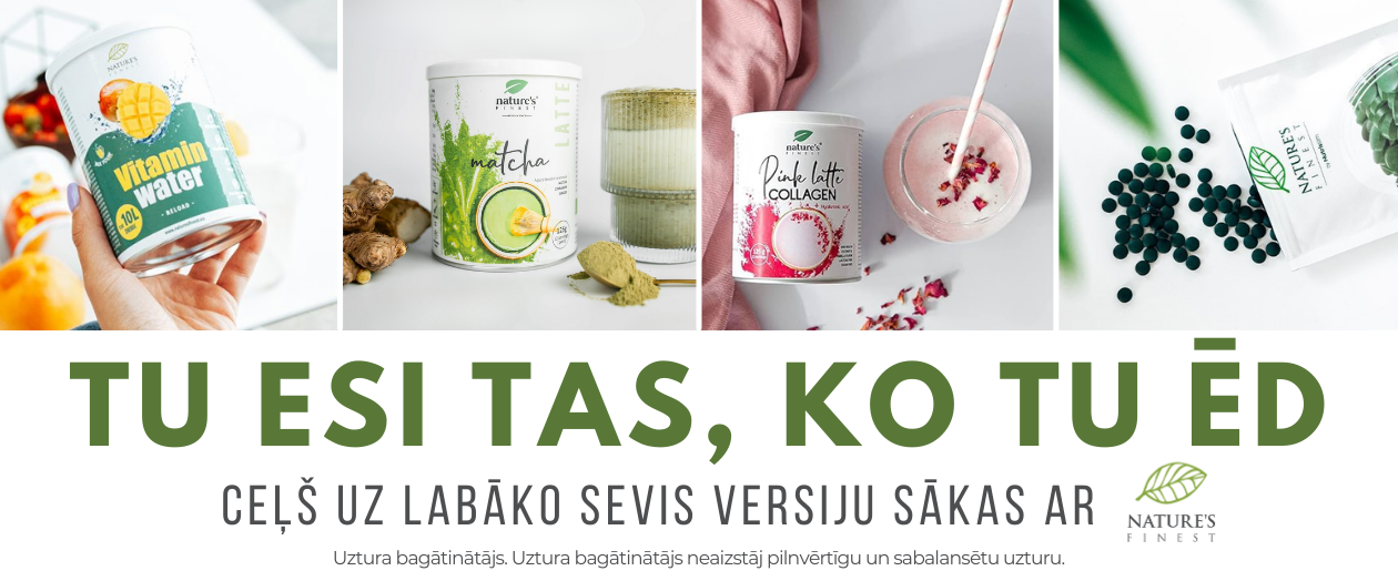 Multum, Natures Finest, uztura bagātinātāji, spirulīna, spirulīna tabletes, kolagēns, vitamīni, ceilonas kanēlis, matcha, matcha latte